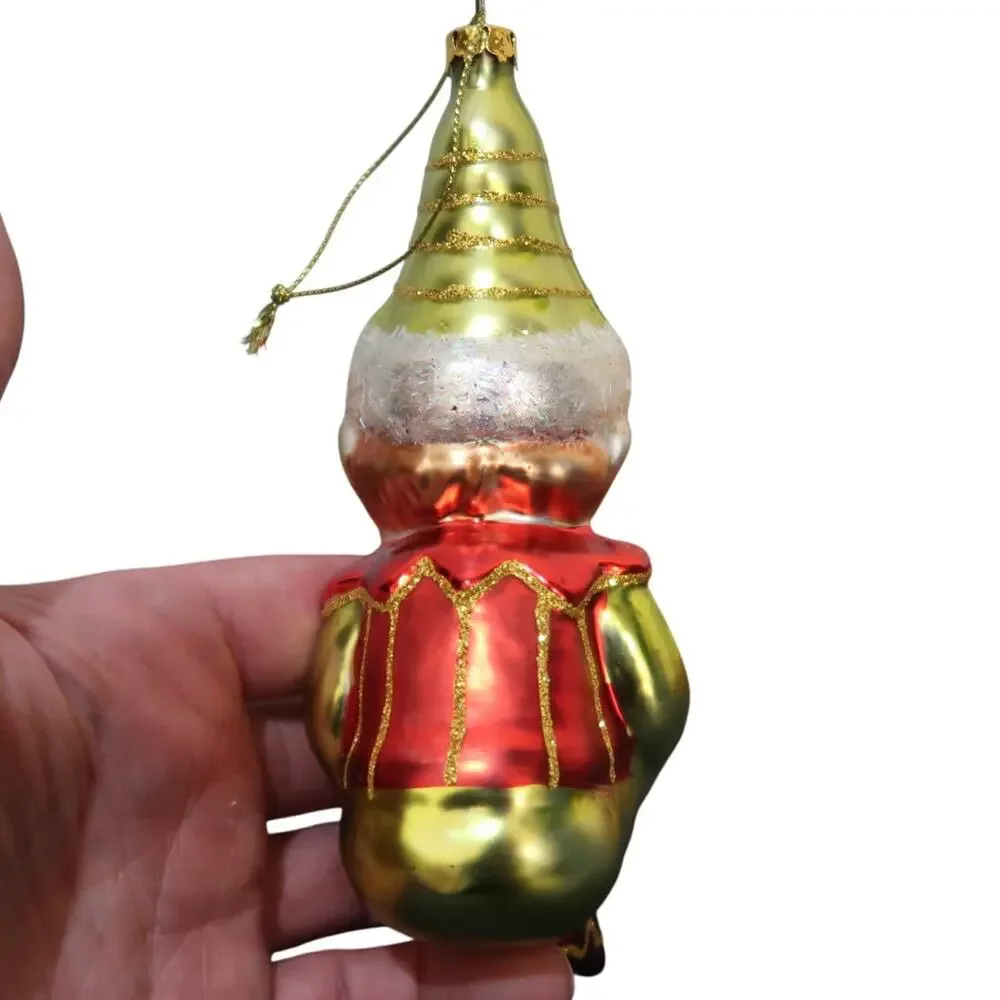 Knee Hugger Elf on a Shelf Blown Glass Christmas Ornament 6 in Vintage